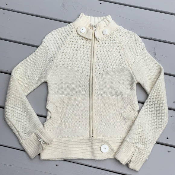 Lux Sweaters - LUX FROM URBAN OUTFITTERS ZIP UP CREAM SWEATER S